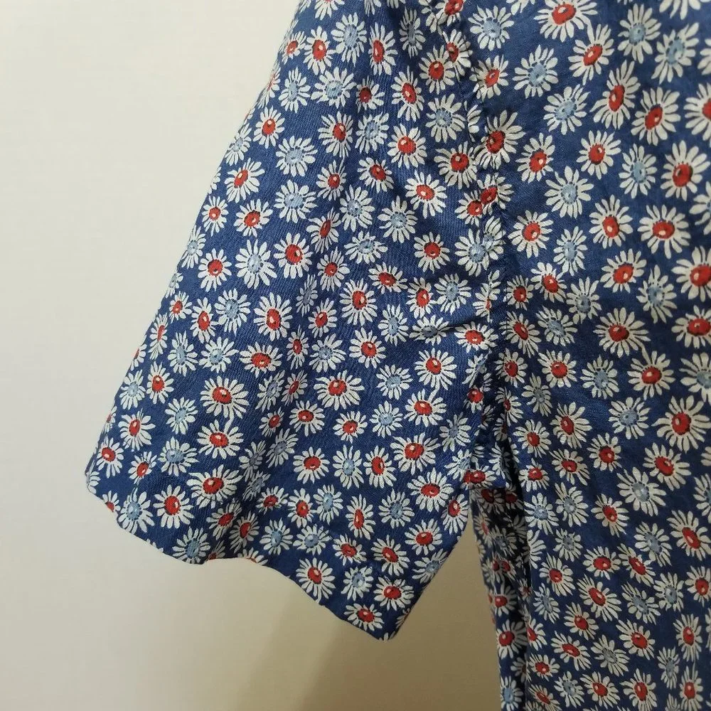 J.Crew shirt Large Short-sleeve Stretch Slub Cotton Shirt Daisy Print floral